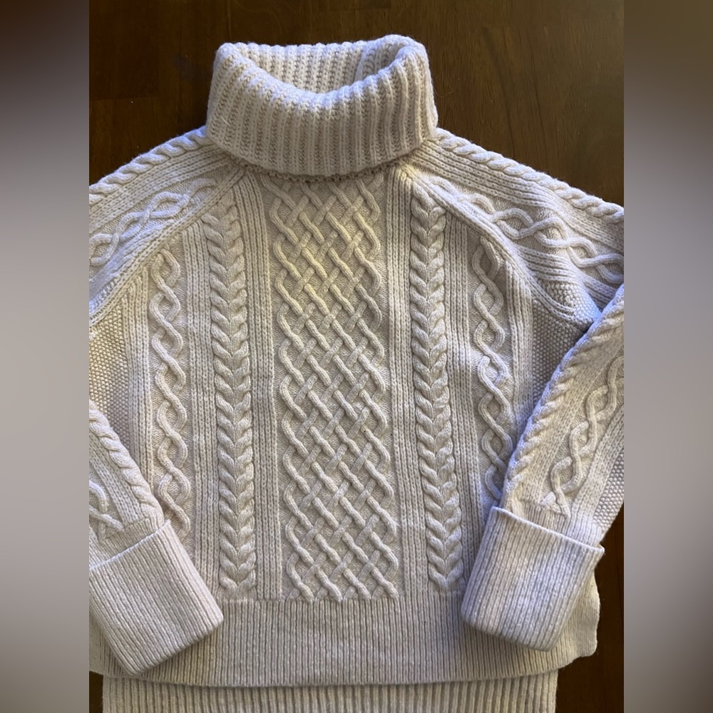 Madewell Cream Cable Knit Turtleneck Sweater
